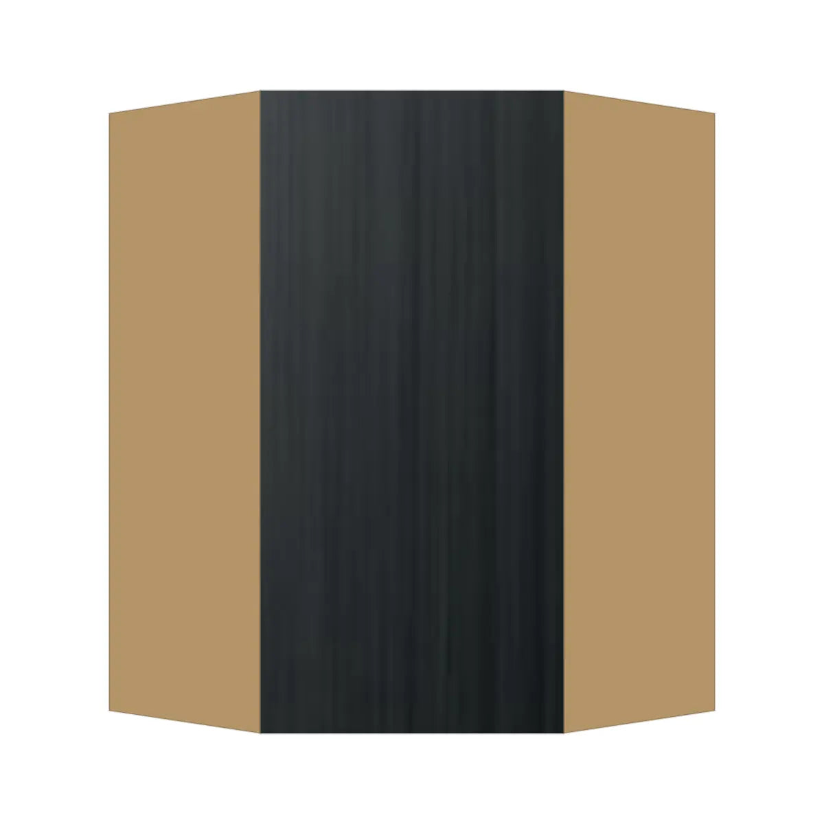 Contemporary diagonal corner wall cabinet, Black Grain door, P-Box (Prestige)