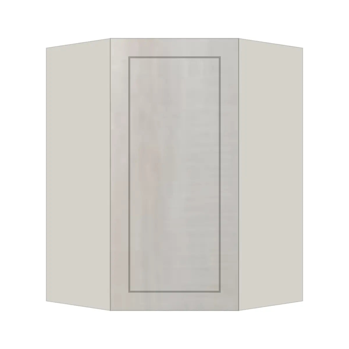 Contemporary diagonal corner wall cabinet, Genesis Sliced Oak door, L-Box (Luxury)