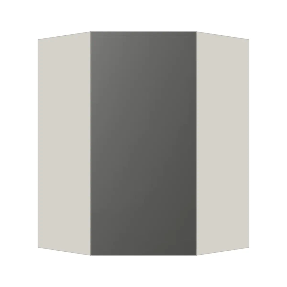 Contemporary diagonal corner wall cabinet, Glossy Gray door, L-Box (Luxury)