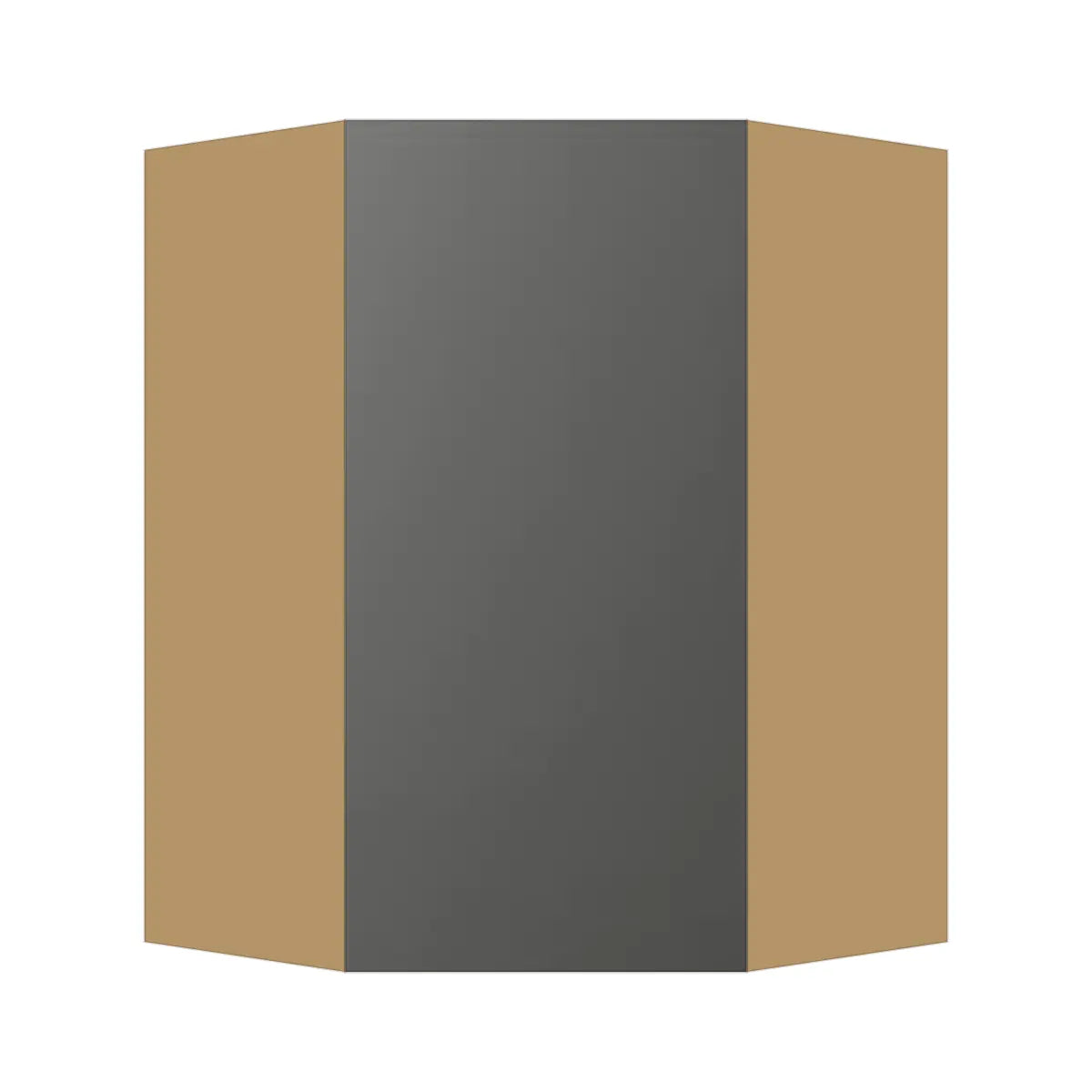 Contemporary diagonal corner wall cabinet, Glossy Gray door, P-Box (Prestige)