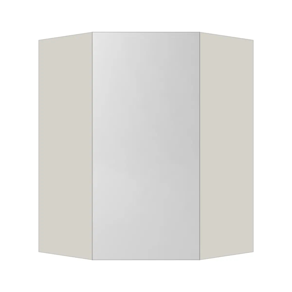 Contemporary diagonal corner wall cabinet, Glossy White door, L-Box (Luxury)