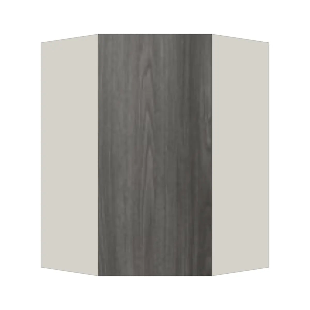 Contemporary diagonal corner wall cabinet, Indian Light Walnut door, L-Box (Luxury)