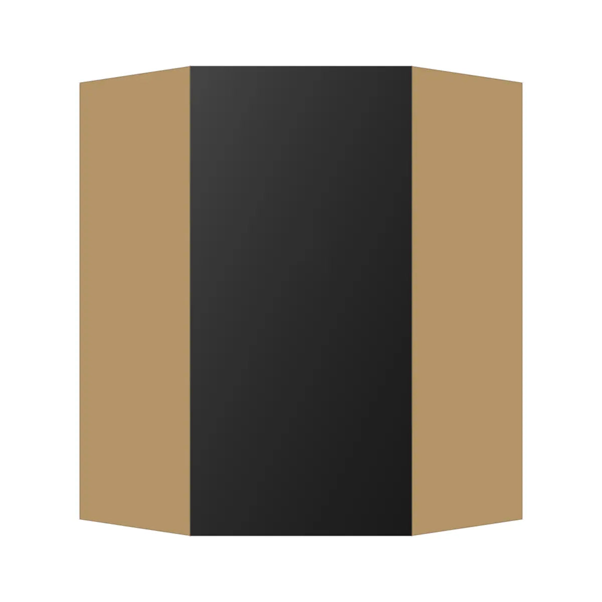 Contemporary diagonal corner wall cabinet, Matte Black door, P-Box (Prestige)