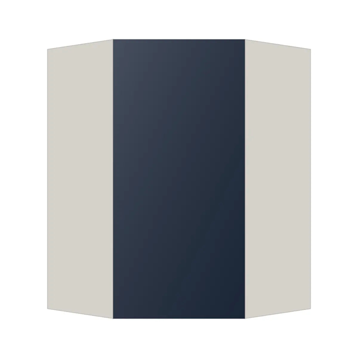 Contemporary diagonal corner wall cabinet, Matte Blue door, L-Box (Luxury)