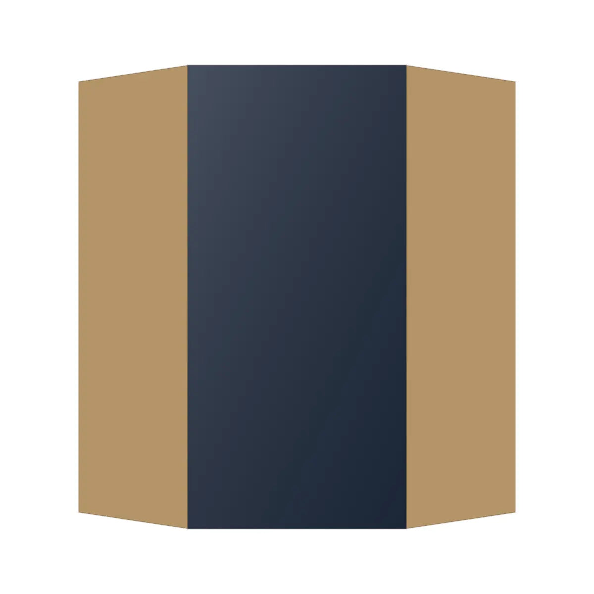 Contemporary diagonal corner wall cabinet, Matte Blue door, P-Box (Prestige)