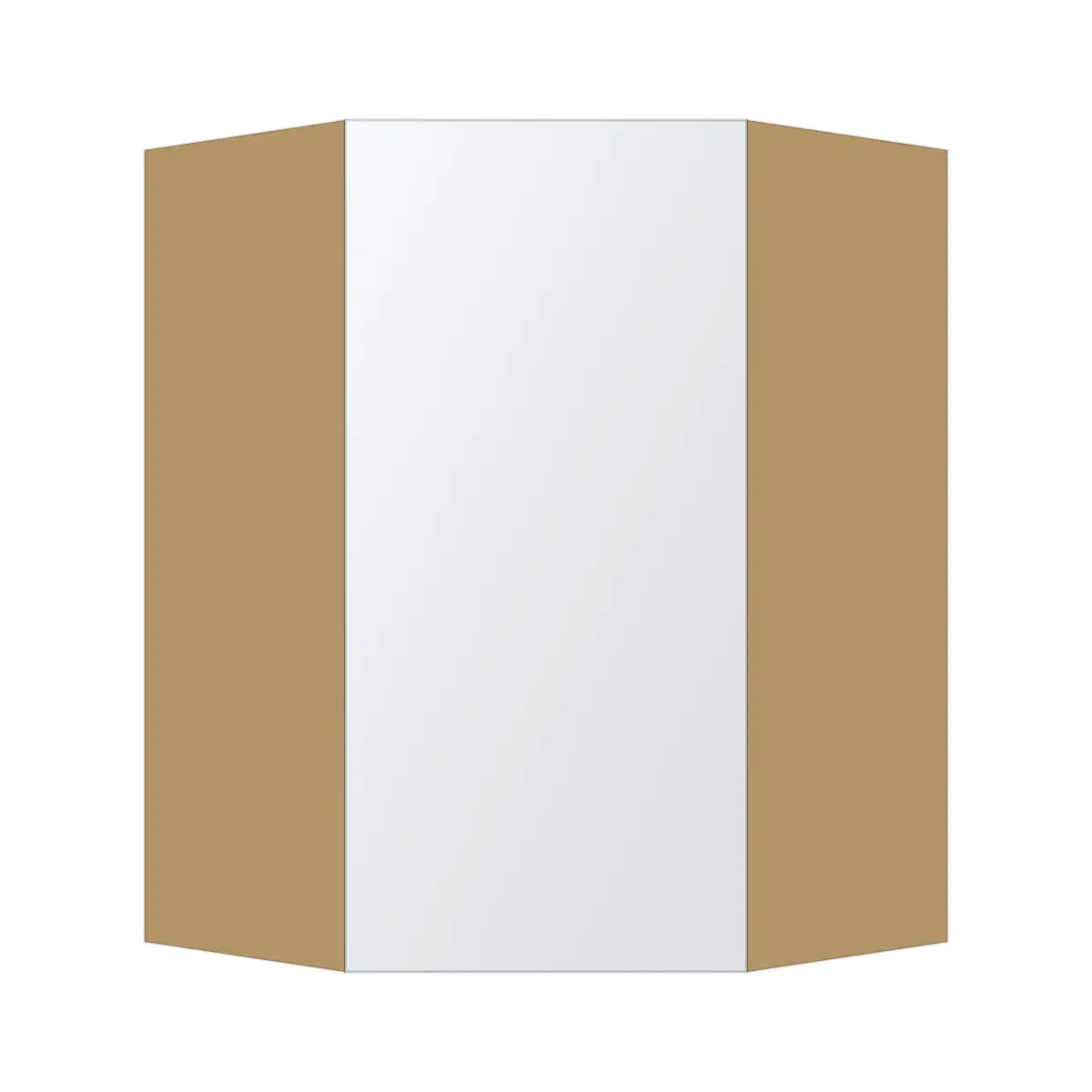 Contemporary diagonal corner wall cabinet, Matte White door, P-Box (Prestige)