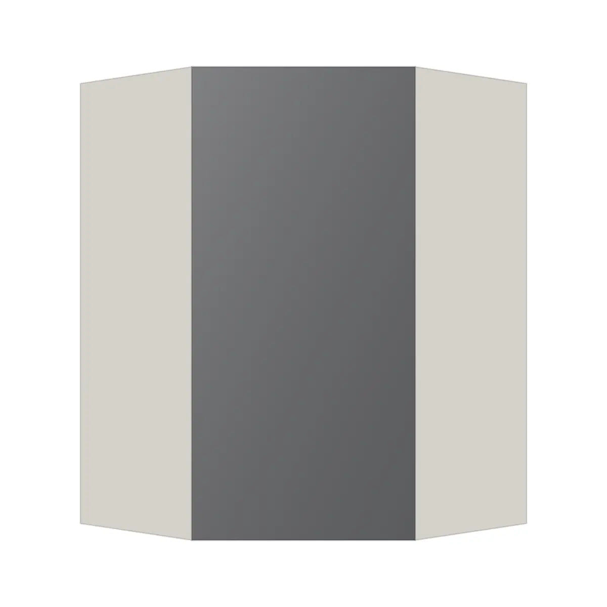 Contemporary diagonal corner wall cabinet, Prime Matte Grey door, L-Box (Luxury)