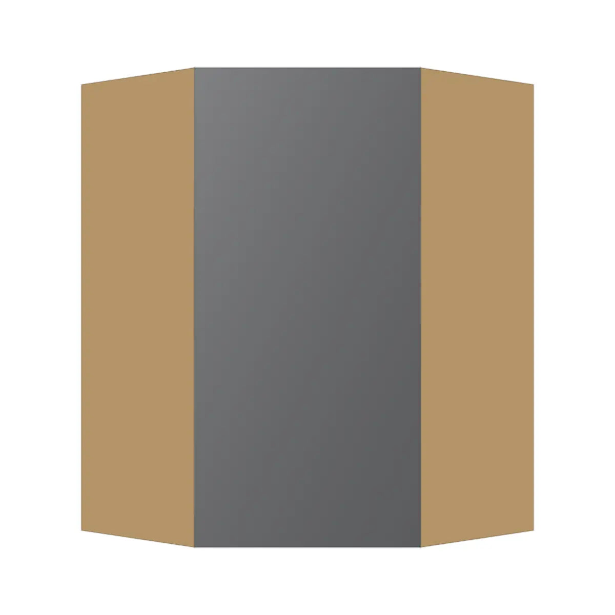 Contemporary diagonal corner wall cabinet, Prime Matte Grey door, P-Box (Prestige)