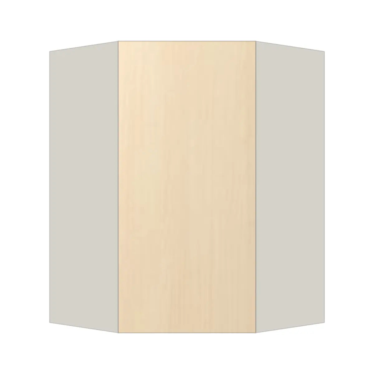 Contemporary diagonal corner wall cabinet, Riva Oak door, L-Box (Luxury)