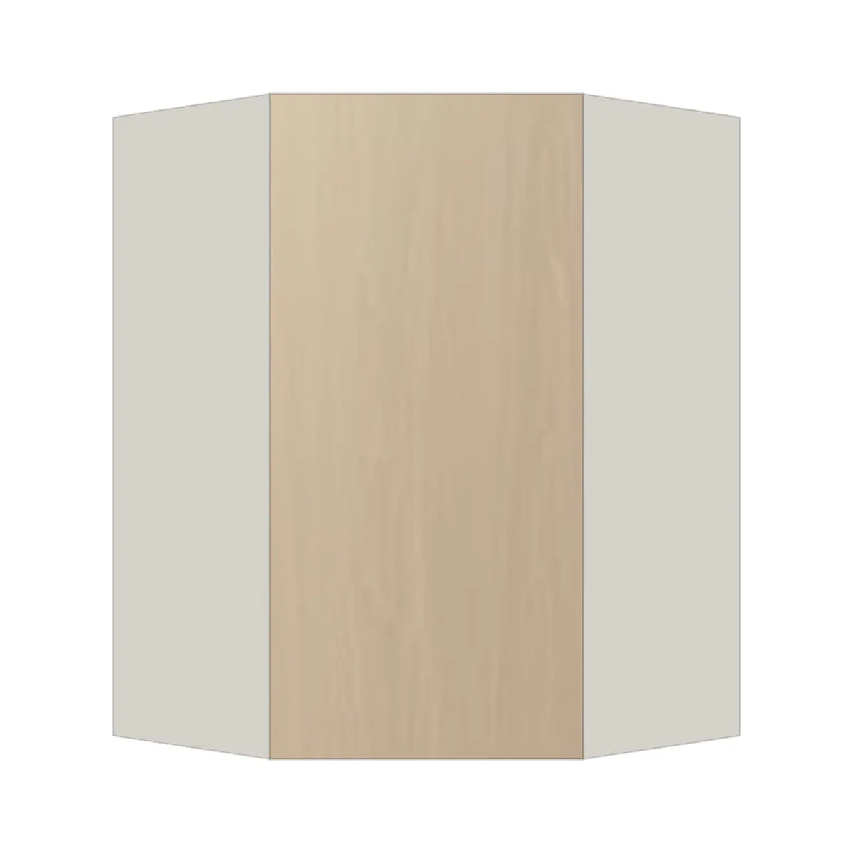 Contemporary diagonal corner wall cabinet, Swiss Walnut door, L-Box (Luxury)