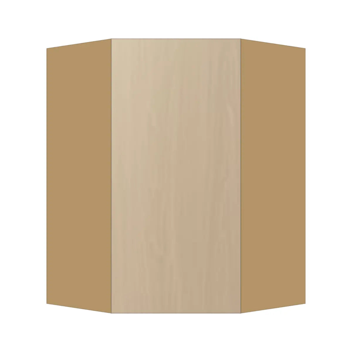 Contemporary diagonal corner wall cabinet, Swiss Walnut door, P-Box (Prestige)
