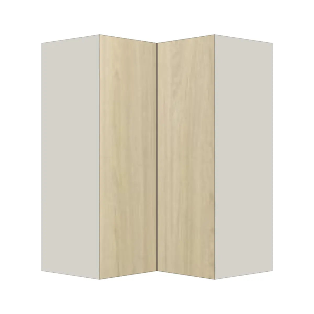 Contemporary easy reach corner wall cabinet, Barcelona Light Oak door, L-Box (Luxury)
