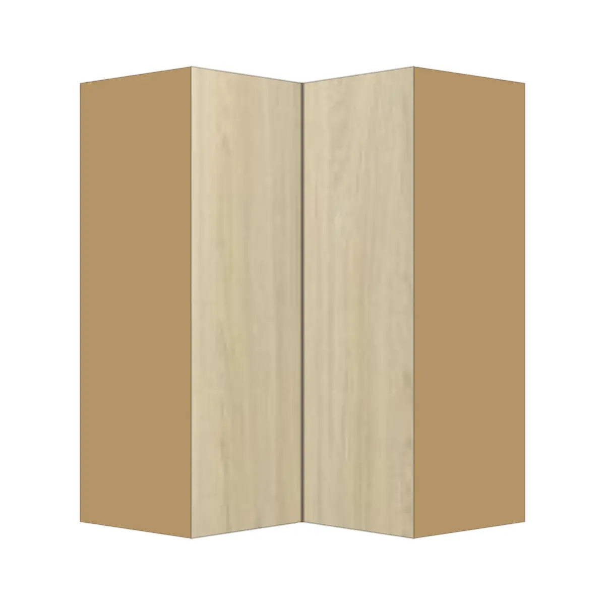 Contemporary easy reach corner wall cabinet, Barcelona Light Oak door, P-Box (Prestige)