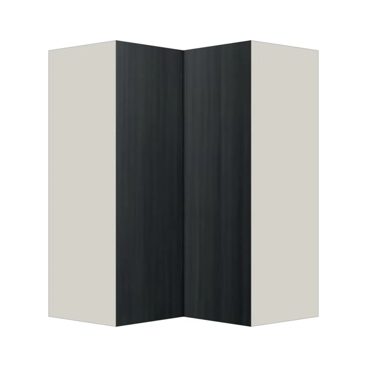 Contemporary easy reach corner wall cabinet, Black Grain door, L-Box (Luxury)