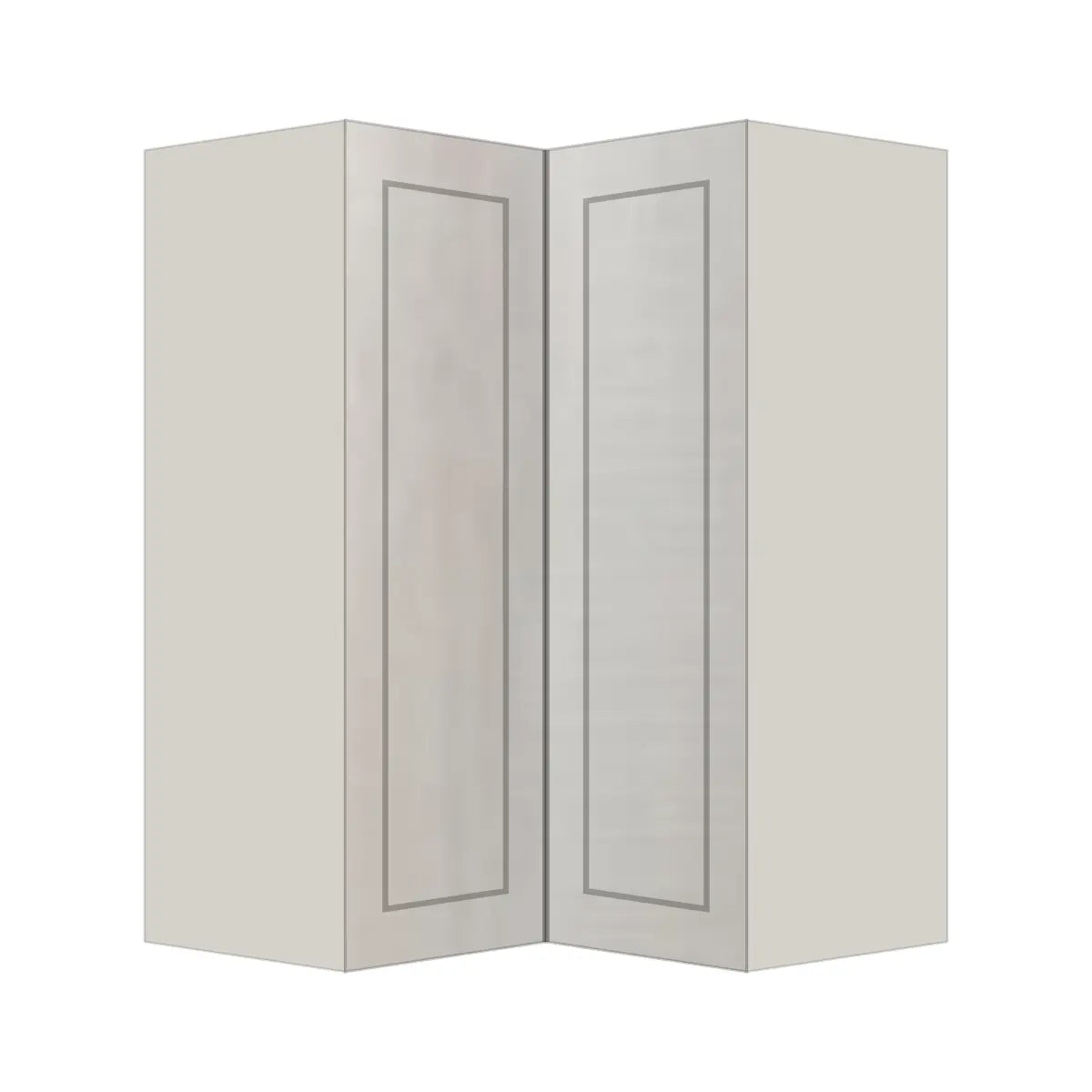 Contemporary easy reach corner wall cabinet, Genesis Sliced Oak door, L-Box (Luxury)