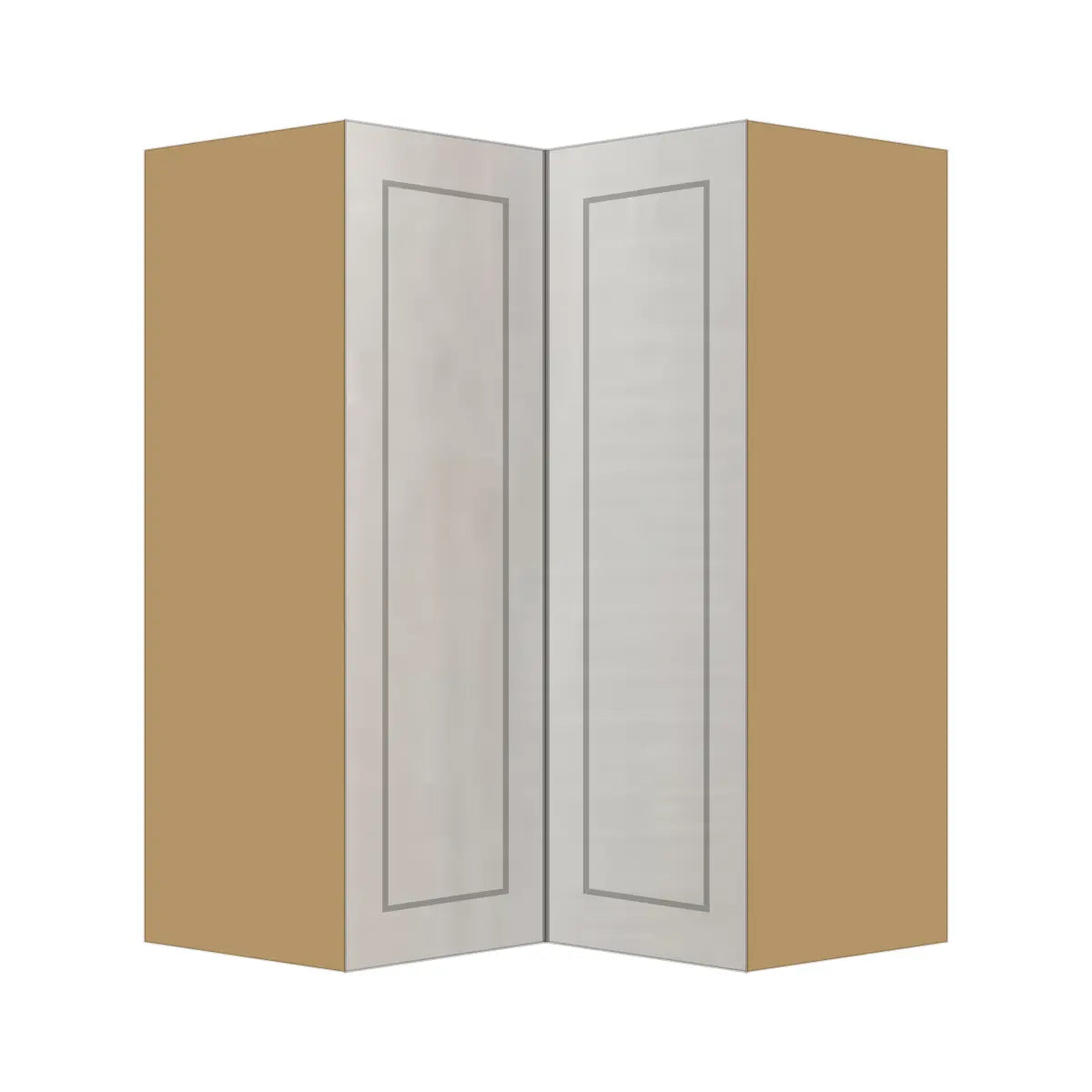 Contemporary easy reach corner wall cabinet, Genesis Sliced Oak door, P-Box (Prestige)