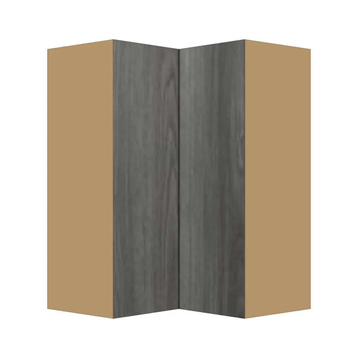 Contemporary easy reach corner wall cabinet, Indian Light Walnut door, P-Box (Prestige)