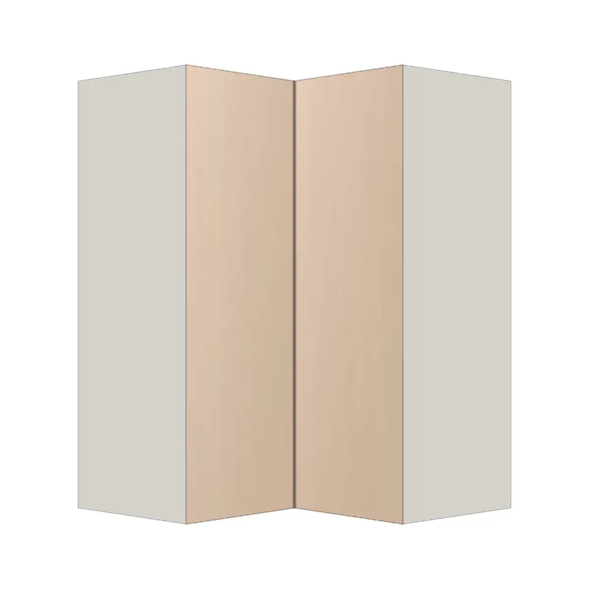 Contemporary easy reach corner wall cabinet, Maine Oak door, L-Box (Luxury)
