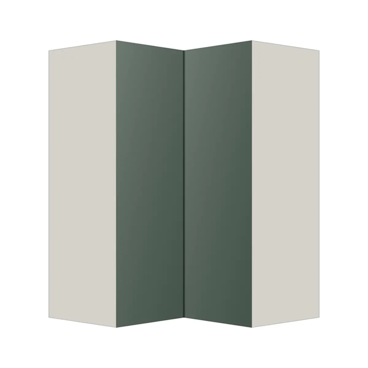 Contemporary easy reach corner wall cabinet, Matte Olive Green door, L-Box (Luxury)