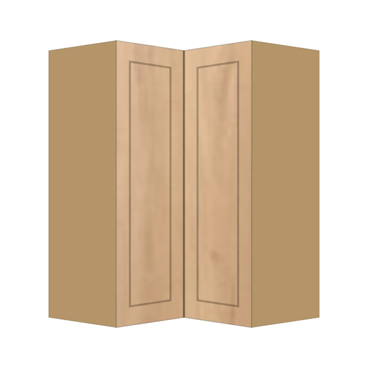 Contemporary easy reach corner wall cabinet, Natural Wood Shaker door, P-Box (Prestige)
