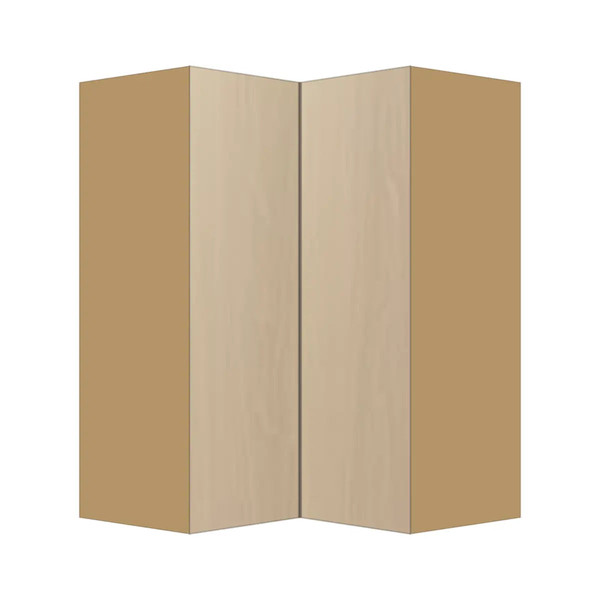 Contemporary easy reach corner wall cabinet, Swiss Walnut door, P-Box (Prestige)