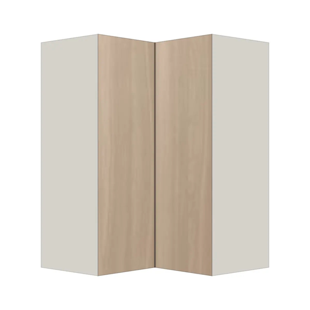 Contemporary easy reach corner wall cabinet, Vanilla Oak door, L-Box (Luxury)