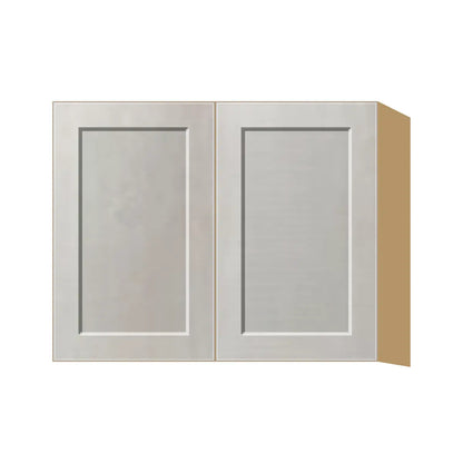 Contemporary 24" deep refrigerator wall cabinet, Genesis Sliced Oak door, P-Box (Prestige)