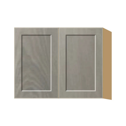 Contemporary 24" deep refrigerator wall cabinet, Genesis Weathered Oak door, P-Box (Prestige)