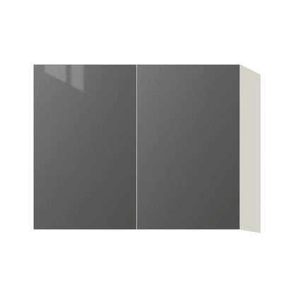 Contemporary 24" deep refrigerator wall cabinet, Glossy Gray door, L-Box (Luxury)