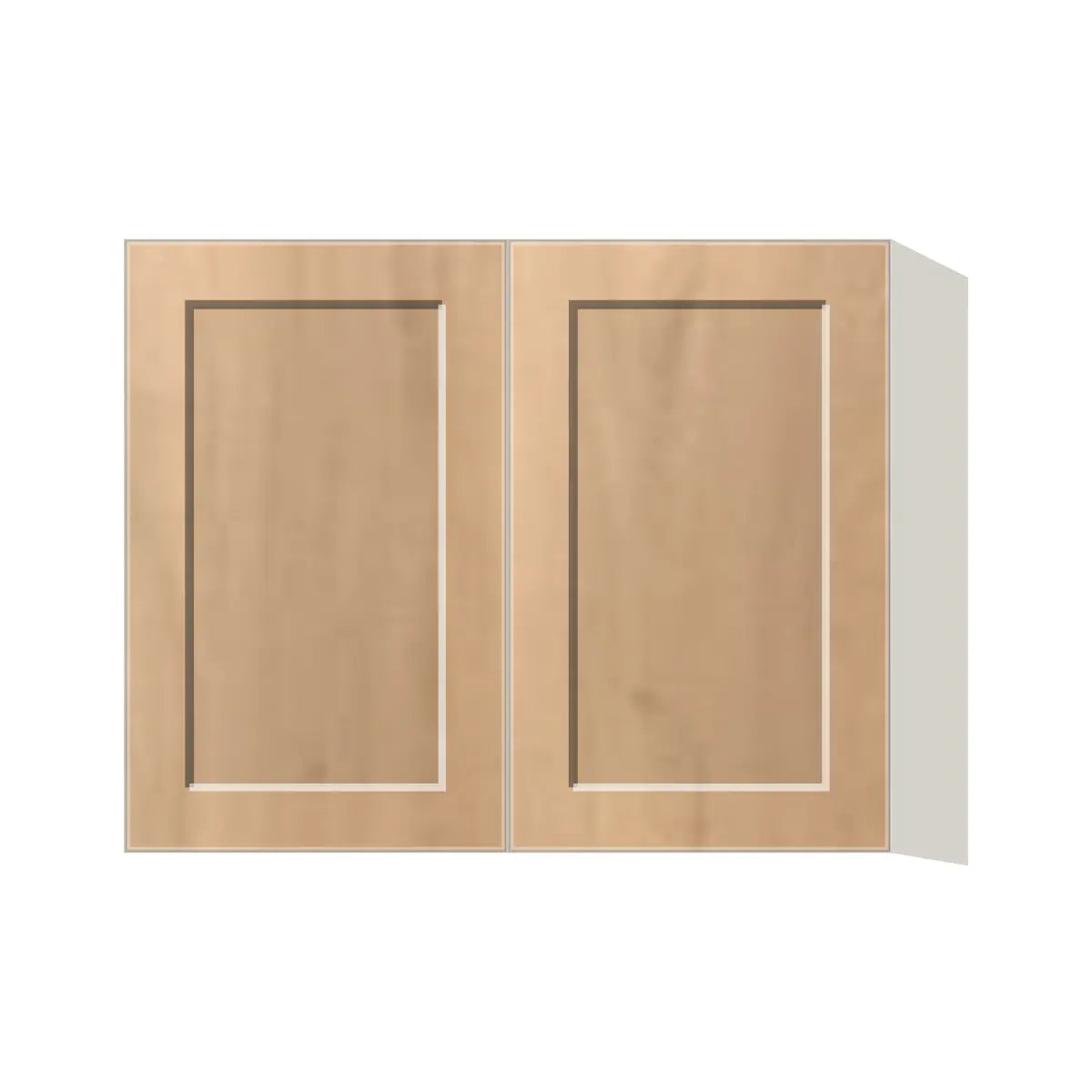 Contemporary 24" deep refrigerator wall cabinet, Natural Wood Shaker door, L-Box (Luxury)