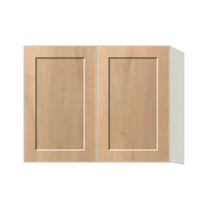 Contemporary 24" deep refrigerator wall cabinet, Natural Wood Shaker door, L-Box (Luxury)