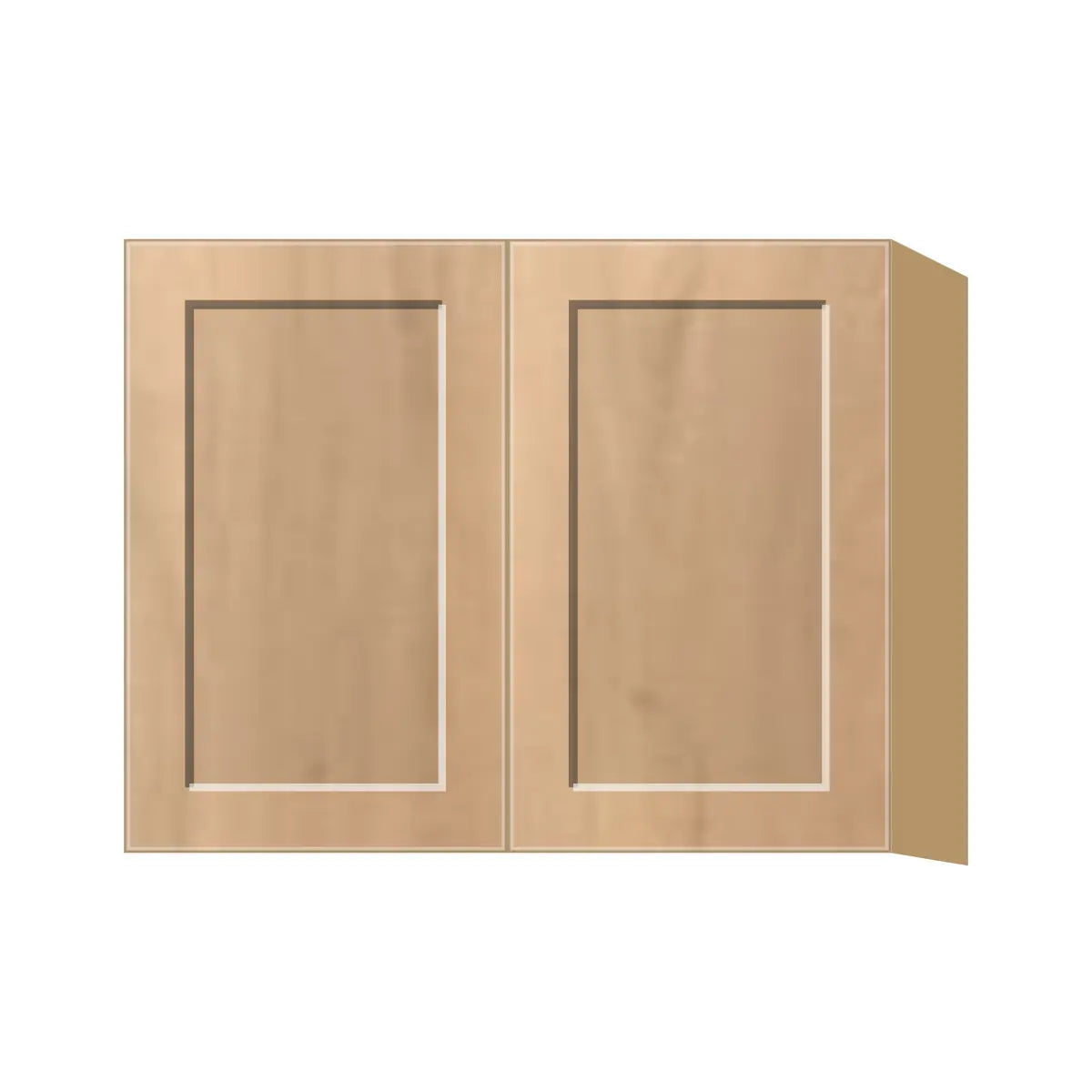 Contemporary 24" deep refrigerator wall cabinet, Natural Wood Shaker door, P-Box (Prestige)