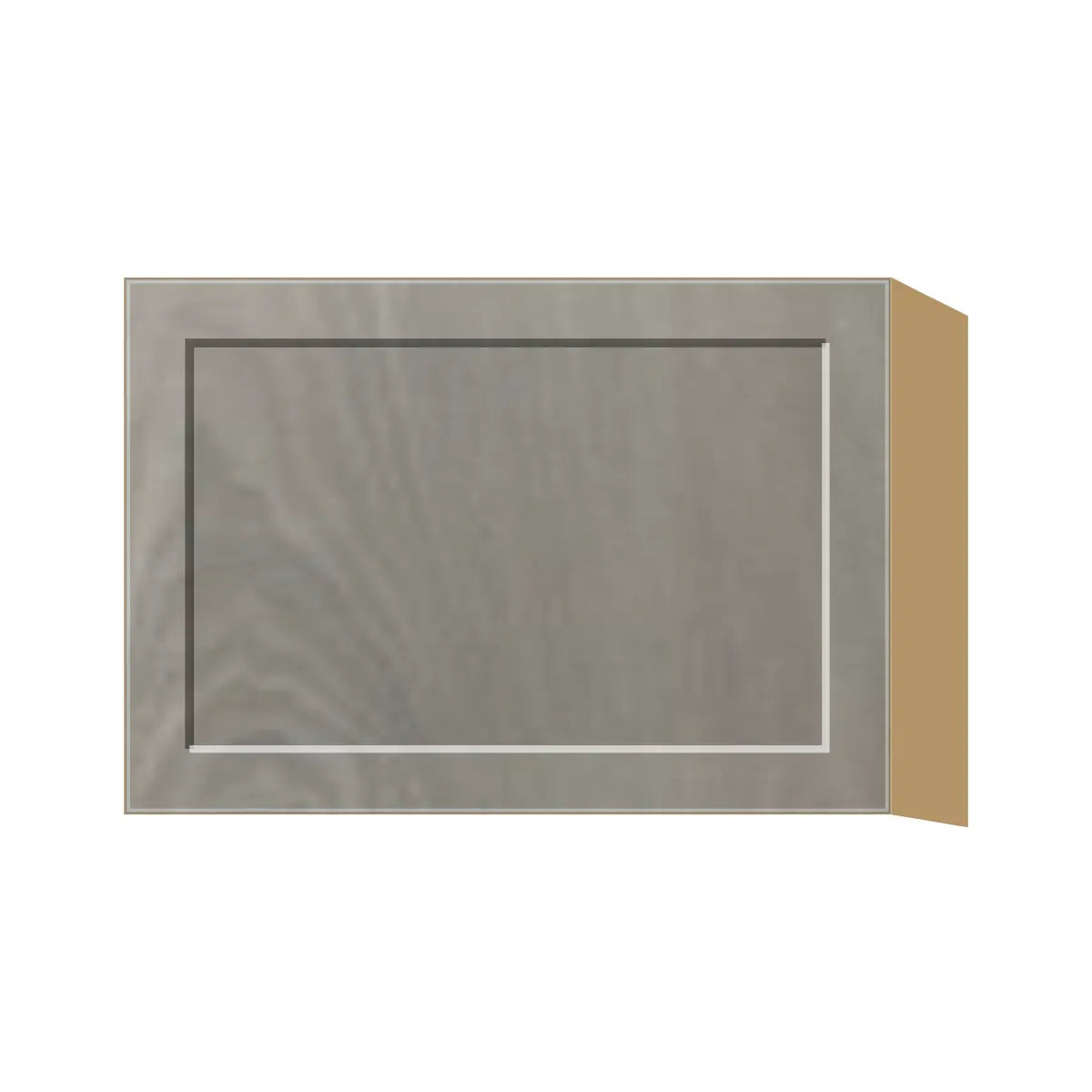 Contemporary stay-lift bridge wall cabinet, Genesis Weathered Oak door, P-Box (Prestige)
