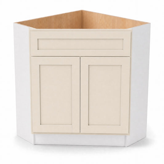 42" Corner Cabinet MC12 Manhattan Cream - 26-1/2" Sink Front Diagonal, 2 Doors-1 False Front