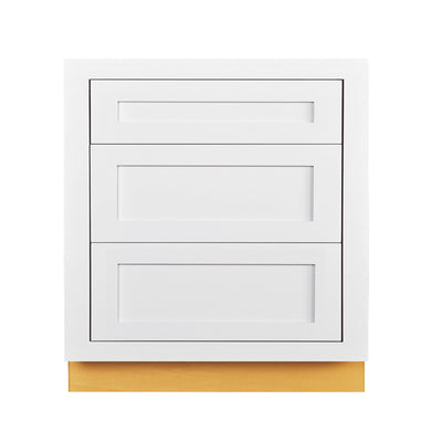 Snow White Shaker Inset Drawer Base Cabinet - 12", 15", 18", 21", 24" & 27"