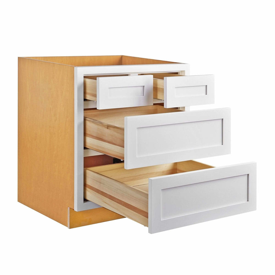 Shallow Inset Box Snow White Shaker Inset Drawer Base Cabinet - 30