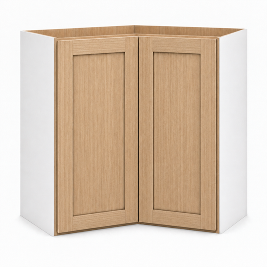 Rift Oak shaker easy-reach corner wall cabinet