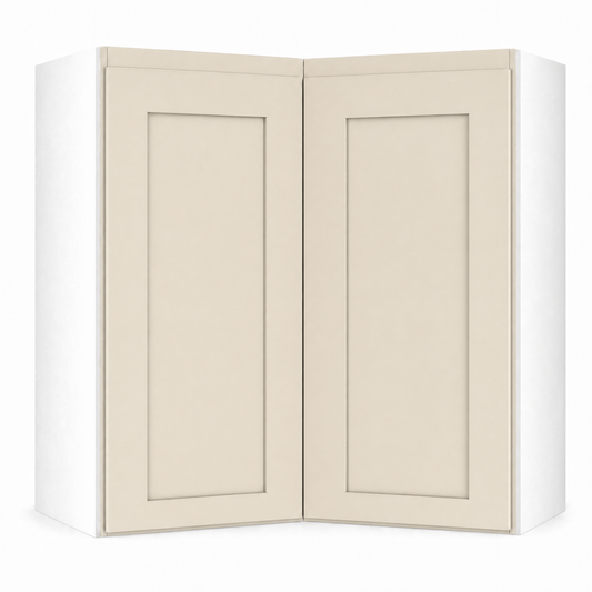 Easy Reach Corner 24" Wide by 30", 36" & 42" Tall Manhattan Cream Shaker 1-1/4" Overlay Wall Cabinet