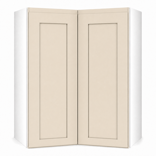 Easy Reach Corner 24" Wide by 30", 36" & 42" Tall Manhattan Cream Shaker 1-1/4" Overlay Wall Cabinet