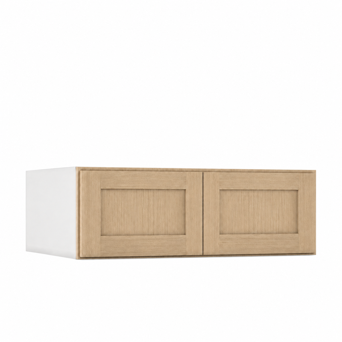 Rift 48" W 24" D Refrigerator Wall Cabinet 2 Doors - 12", 15", 18", 21", 24", 27", 30" & 33" Tall — Rift Oak, bi-parting Shaker doors, no center stile