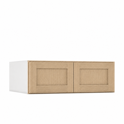 Rift 48" W 24" D Refrigerator Wall Cabinet 2 Doors - 12", 15", 18", 21", 24", 27", 30" & 33" Tall — Rift Oak, bi-parting Shaker doors, no center stile