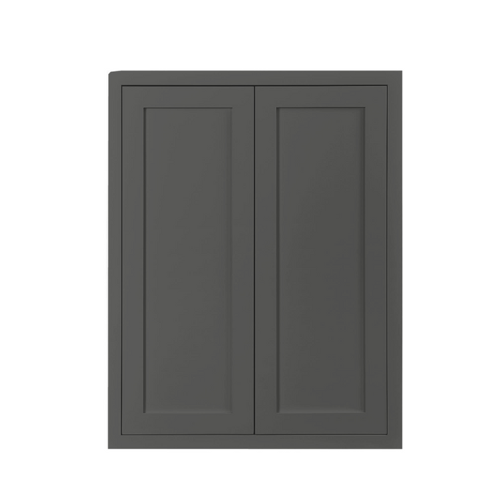 30" Tall Inset Shaker Wall Cabinet - Double Door in Iron Ore SW 7069, Shaker door, Premium Box