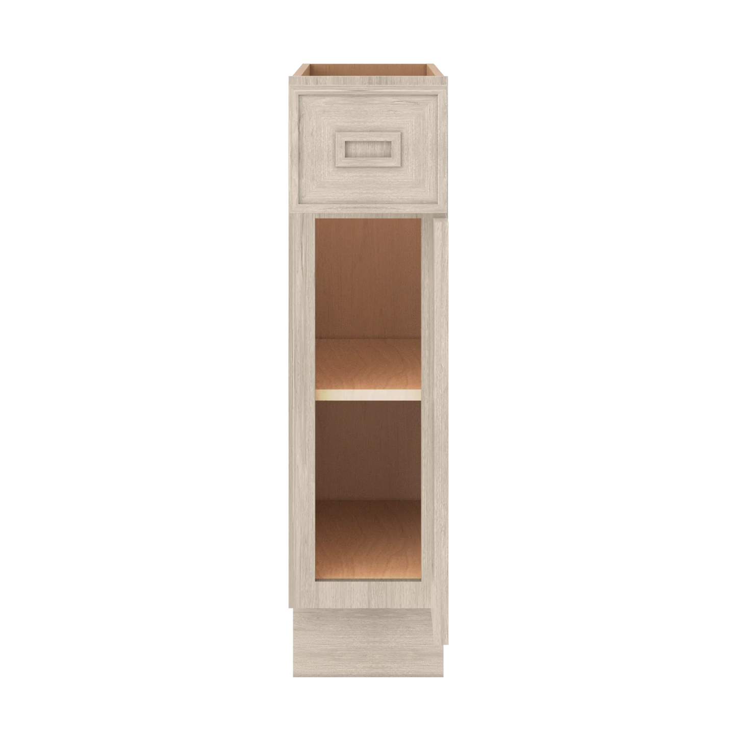 Ivory Elegant Craftsman Shaker B09 base cabinet – open front view, RTA kitchen cabinet