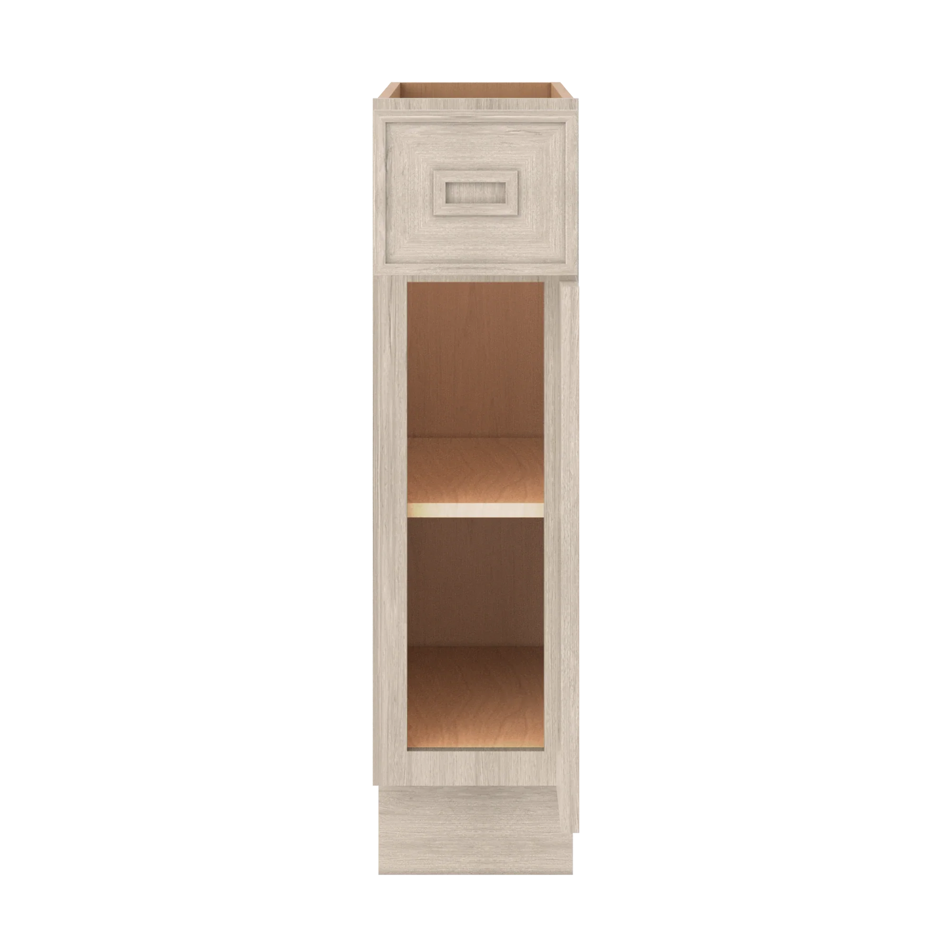 Ivory Elegant Craftsman Shaker B09 base cabinet – open front view, RTA kitchen cabinet