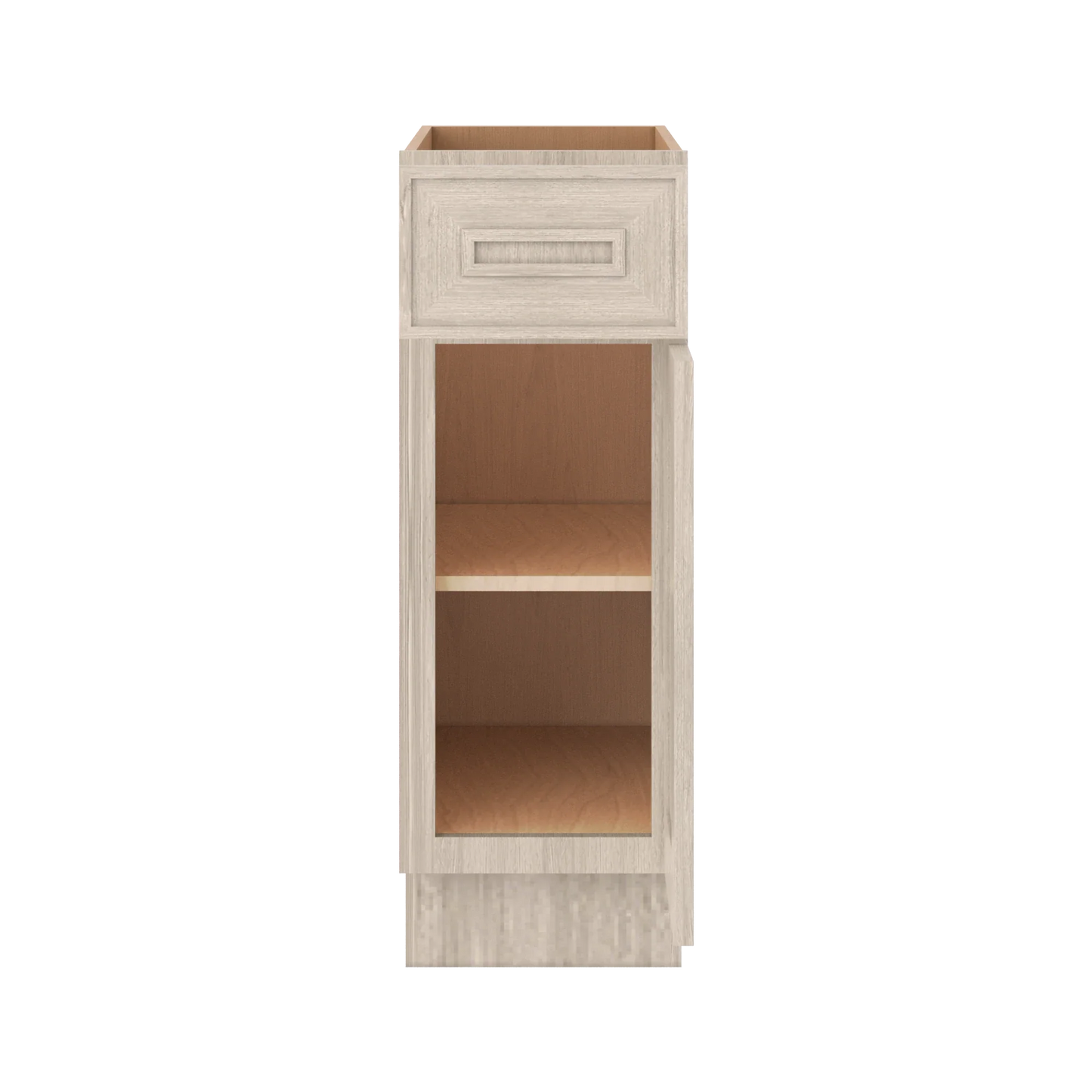 Ivory Elegant Craftsman Shaker B12 base cabinet – open front view, RTA kitchen cabinet