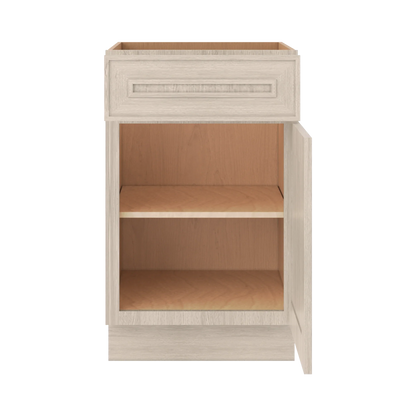 Ivory Elegant Craftsman Shaker B21 base cabinet – open front view, RTA kitchen cabinet