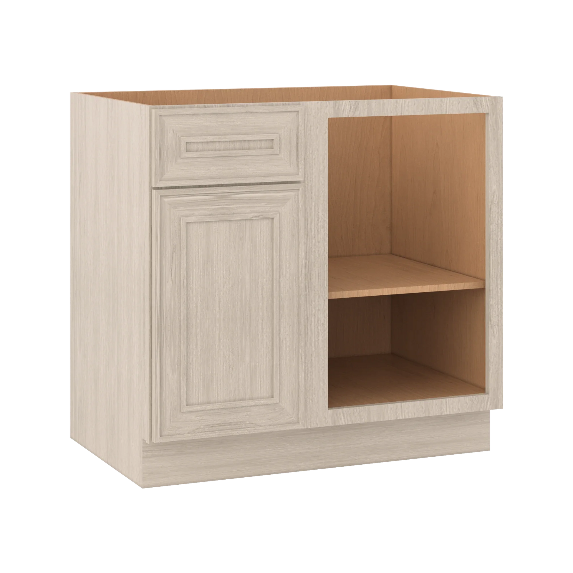 Ivory Elegant Craftsman Shaker BBC36 base cabinet – close angle view, RTA kitchen cabinet