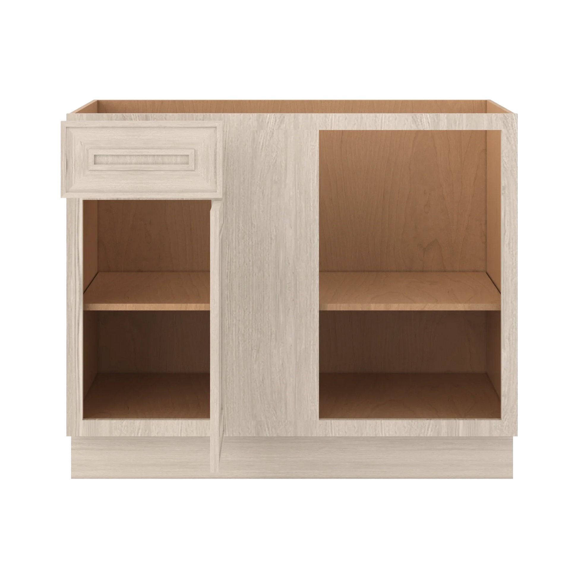 Ivory Elegant Craftsman Shaker BBC42 base cabinet – open front view, RTA kitchen cabinet