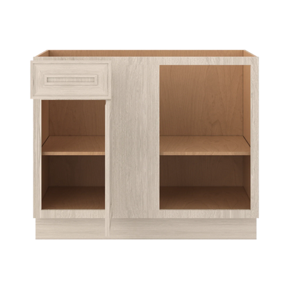 Ivory Elegant Craftsman Shaker BBC42 base cabinet – open front view, RTA kitchen cabinet