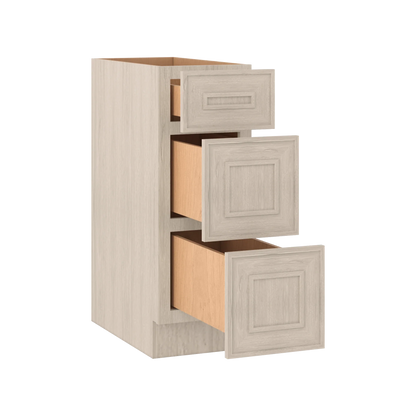 Ivory Elegant Craftsman Shaker DB12 base cabinet – open angle view, RTA kitchen cabinet